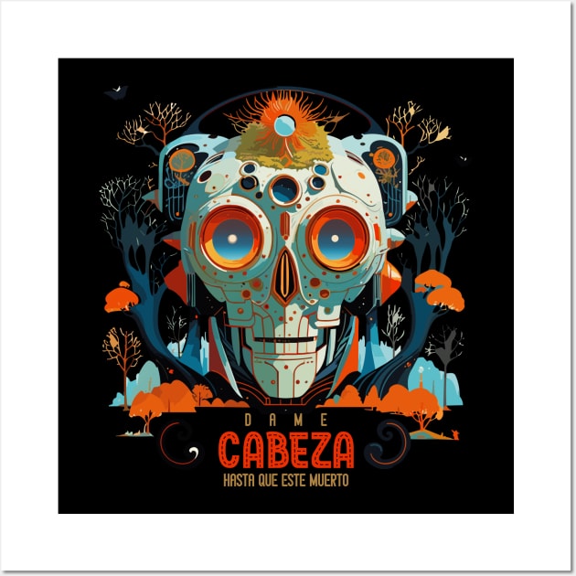 Halloween Day of the Dead Cabeza Sugar Skull Wall Art by DanielLiamGill